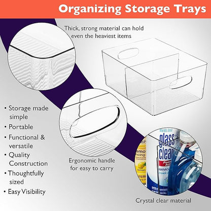 ClearSpace Plastic Storage Bins with Divider, 2 Pack – Perfect Kitchen Organization or Pantry Storage – Fridge Organizer, Pantry Organization and Storage Bins, Cabinet Organizers