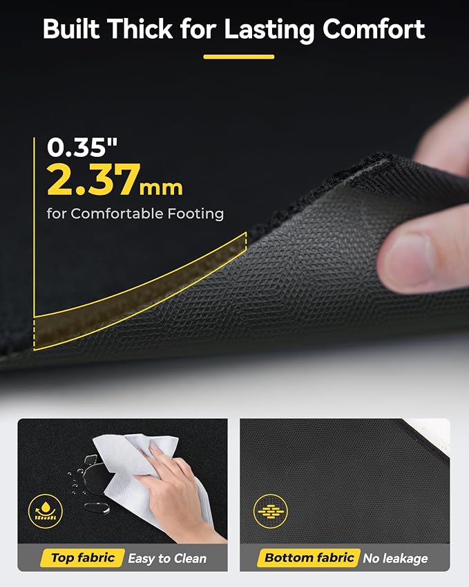 3W Floor Mats & Front Carpet Fit for 2013-2018 Dodge Ram 1500/2500/3500 Crew Cab, 2019-2024 Dodge Ram 1500 Classic Crew Cab All Weather TPE Custom Fit Floor Liner for 1500 Full Set Car Mats