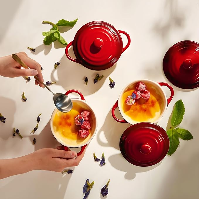 Kook Ceramic Mini Cocotte Set, Small Casserole Dishes