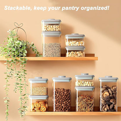 Airtight Food Storage Containers with Lids Pop Up Containers Pasta Organizer for Kitchen Pantry Cereal Snack Flour Sugar Coffee (3pc 1200ml / 1.26qt)