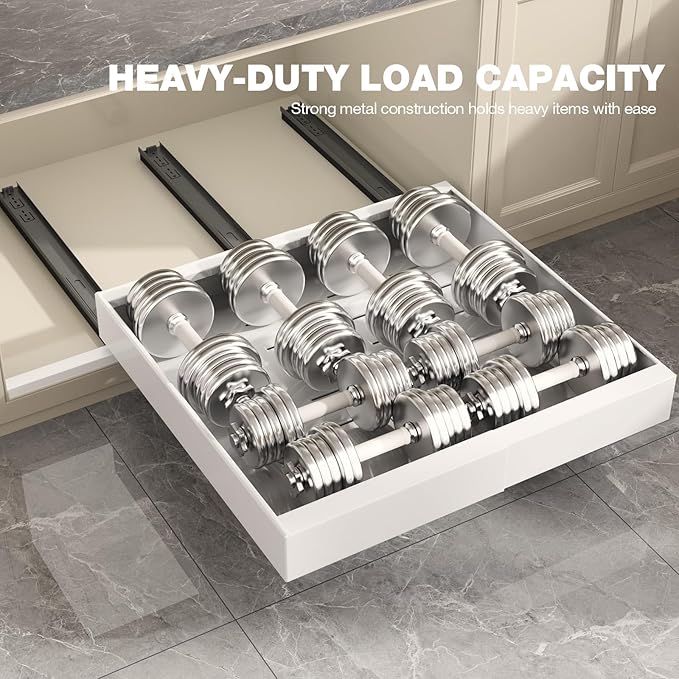 Seinloes 4 Pack Pull Out Cabinet Organizer 21" Deep, Full Extension 3 Slide