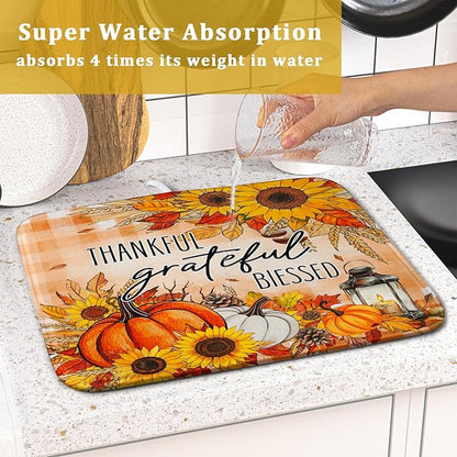 Giwawa Autumn Pumpkins Dish Drying Mat