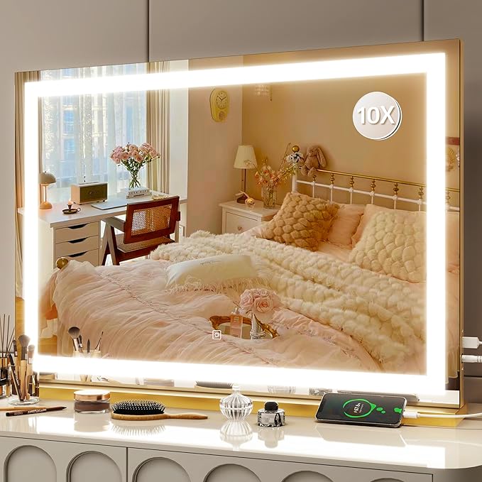 FENNIO Vanity Mirror with Lights 32"x22", Lighted Makeup Mirror, Large Vanity
