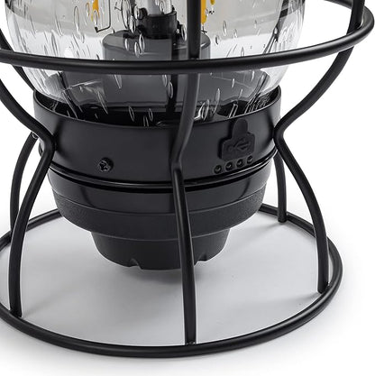 Barebones Railroad Lantern ??State Gray, Vintage-Inspired LED Camping Lantern with Rechargeable Battery ??Adjustable Brightness Outdoor Light for Camping Gear, Backyard, and Home Decor