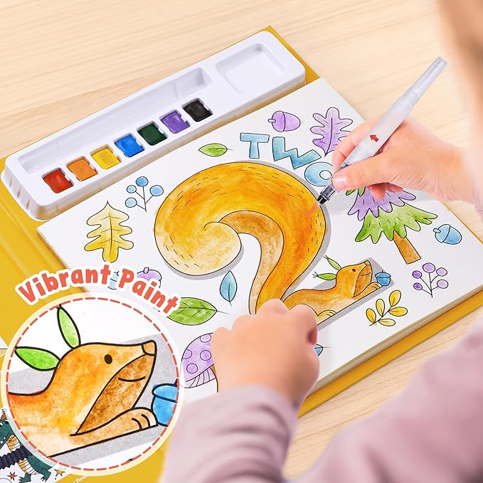 JoyCat Paint with Water Coloring Books for Toddlers, Watercolor Painting Sets for Kids Ages 3-5 4-8, Arts and Crafts Drawing Activities Toy Birthday Gift for Boys Girls (Numbers)
