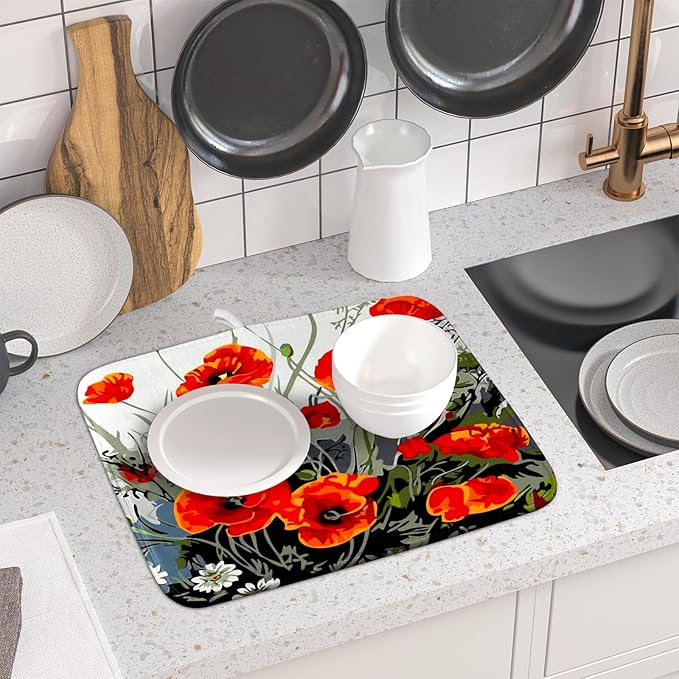 Giwawa Poppy Dish Drying Mat 16x18 inch