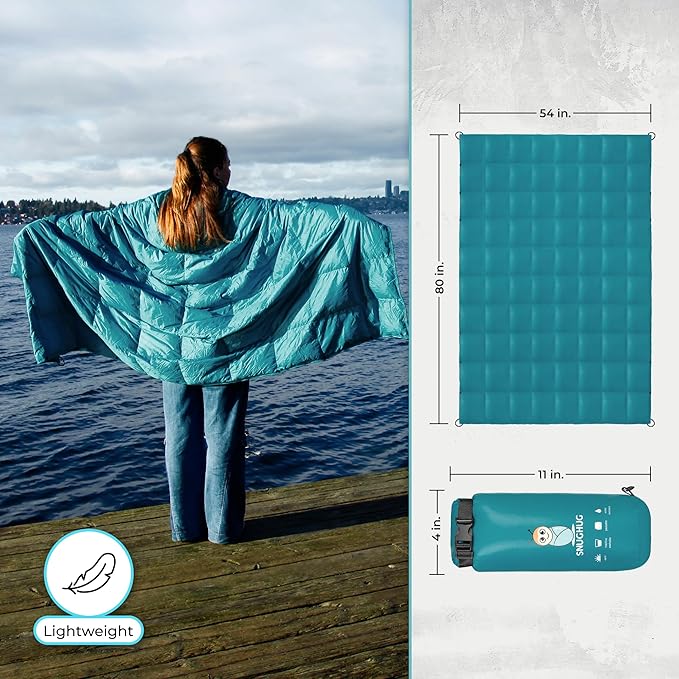 Puffy Blanket for Cold Weather - Down Camping Blanket with Sustainable Insulation, Lightweight & Warm Outdoor Camping Quilt, Water-Resistant, Compact & Packable
