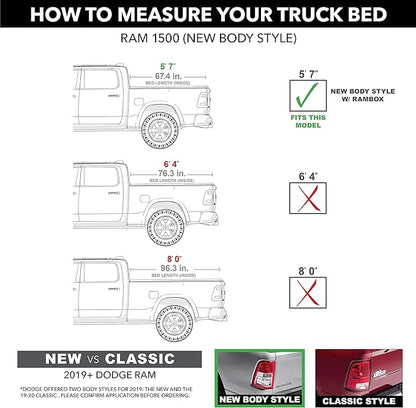 RealTruck BAK Revolver X2 Hard Rolling Truck Bed Tonneau Cover | 39227RB | Fits 2019-2024 Dodge Ram 1500 w/RamBox, Fits with and Without Multi-Function (Split) Tailgate 5' 7" Bed (67.4")