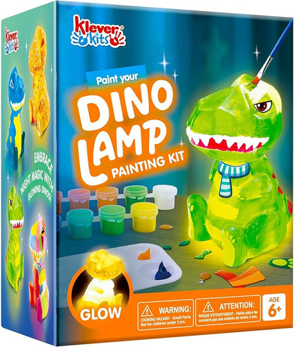 Klever Kits DIY Night Light- Paint Your Own Dinosaur Lamp- Arts & Crafts Kit School Activities Art Supplies Painting Kits, Birthday Gifts for Girls Boys Aged 6+