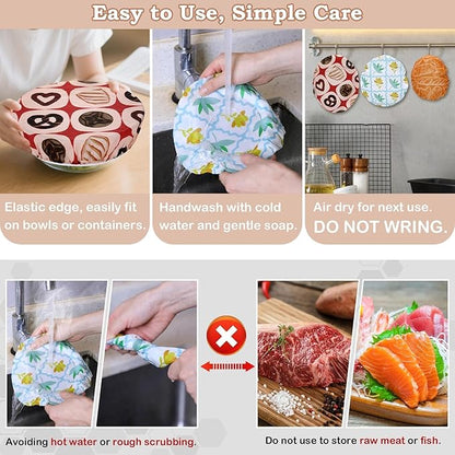 5-Size Reusable Beeswax Bowl Covers