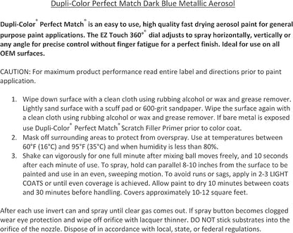 Dupli-Color Perfect Match Premium Automotive Paint, Dark Blue, 8 oz