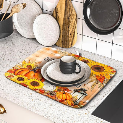 Giwawa Autumn Pumpkins Dish Drying Mat