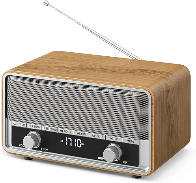 Vintage Wood AM FM Bluetooth Radio