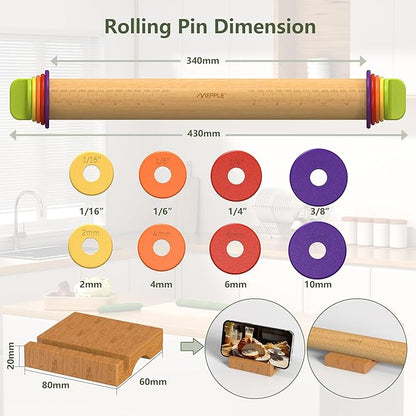 Rolling Pin with Thickness Rings