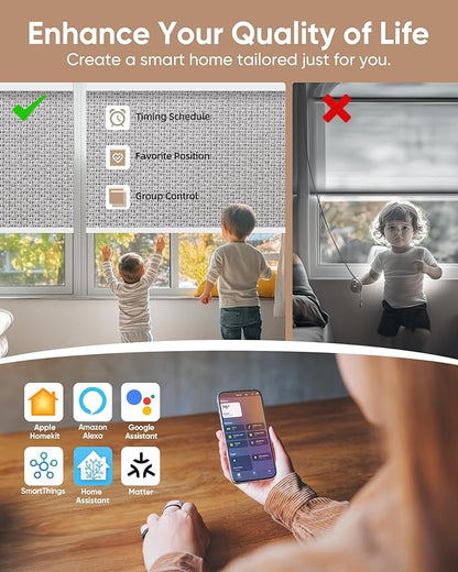Kincmo Motorized Blinds with Remote, 100% Blackout Motorized Roller Shades Work