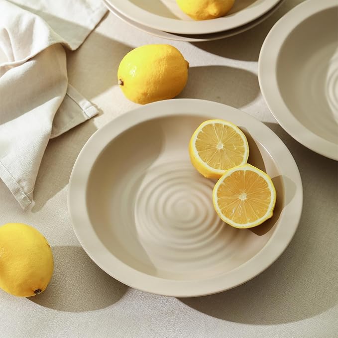 Stone Lain Orbit 4-Piece Pasta Bowl Set Stoneware, Beige