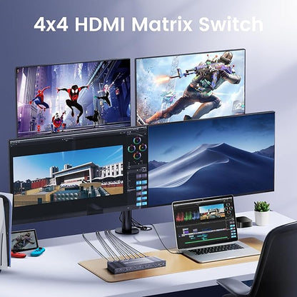 4x4 HDMI Matrix Switch 4K 30Hz, 4 in 4 Out HDMI Switch