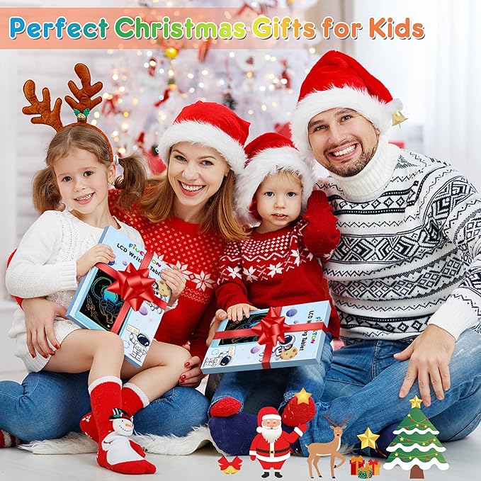 FLUESTON LCD Writing Tablet, Doodle Board Toys Gifts for 3-8 Year Old Girls Boys, 10 Inch Colorful Electronic Board Drawing Pad for Kids, Gifts for Toddler Educational Learning Travel Birthday, Orange