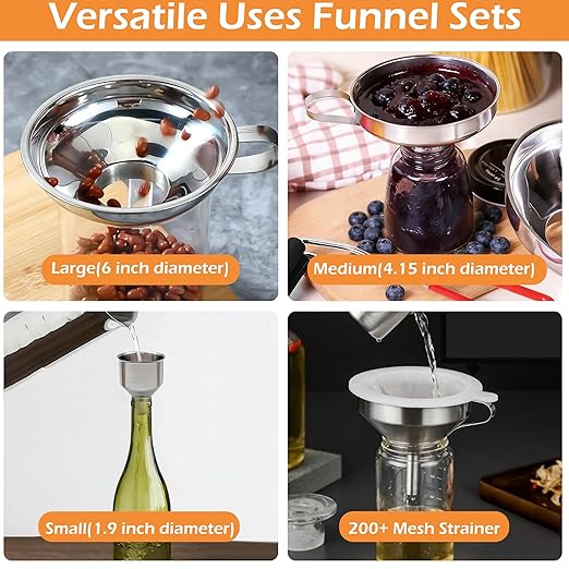 6 Pack Stainless Steel Canning Funnel