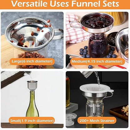 6 Pack Stainless Steel Canning Funnel