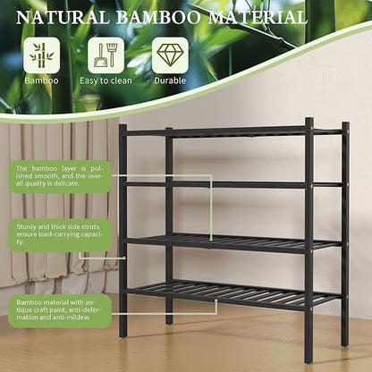 ROMGUAR CRAFT 4 Tier Bamboo Shoe Rack