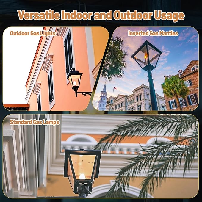 Preformed Gas Light Mantles, Gas Lamp Mantles Gaslight Mantles Preformed Inverted Mantle Gas Light Preformed Mantle for Outdoor Indoor Gas Lights