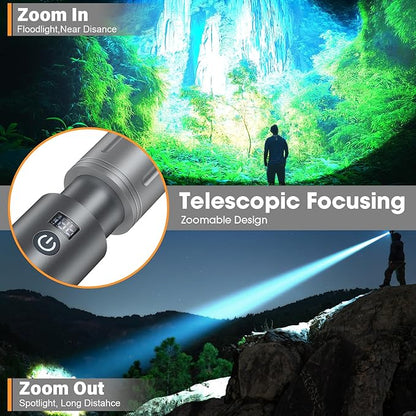 2 in 1 LED Camping Lantern, 2500mAh Rechargeable Camping Light, 6 Modes Outdoor Flashlight Lantern Portable, Waterproof Zoomable Tent Light for Emergency, Hiking, Hurricane, Power Outages