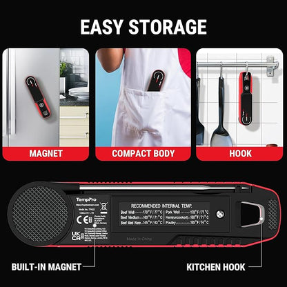 TempPro Lightning 1-Sec Instant Read Meat Thermometer, Kitchen Food Thermometer