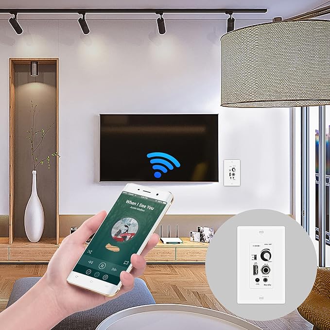 Herdio in Wall Audio Control Amplifier Receiver 2 Channel Wall Plate