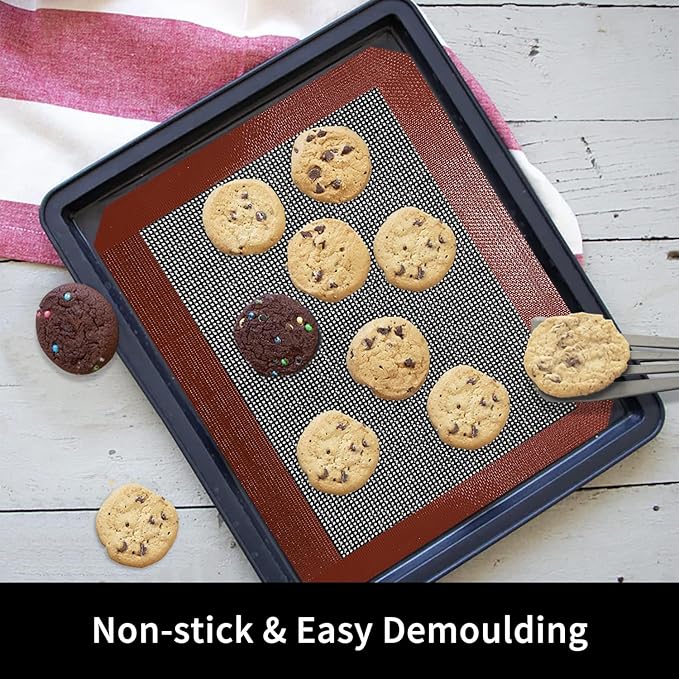 Small Silicone Baking Mats, 11-4/5x8-1/4 Inch Quarter Sheet Size, Non Stick