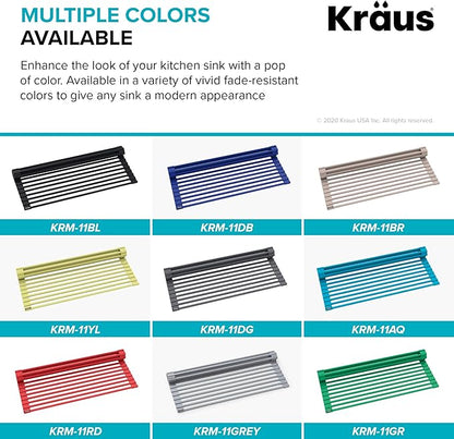 Kraus Multipurpose Workstation Sink Roll-Up Dish Drying Rack, Colander and