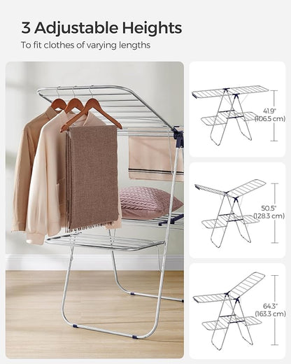 SONGMICS Clothes Drying Rack, Foldable 2-Level Laundry Drying Rack,
