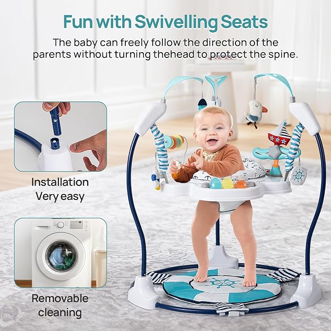 Baby Activity Center Jumper Interactive Activity Jumper Play Center with Infant Toys, 360° Rotating Seat