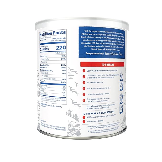 Mountain House Ground Beef #10 Can | Freeze Dried Survival & Emergency Food | Gluten-Free | 22 Servings