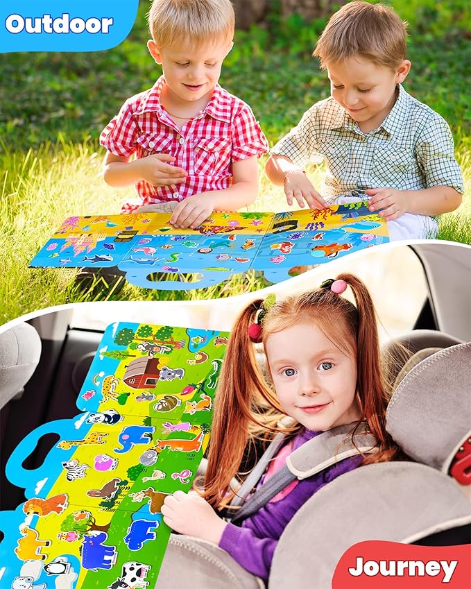 Reusable Sticker Book for Toddlers 2-4 Years, Stickers for Kids, Toddler Sticker Book Ages 1-3, Toddler Craft Activities, Toddlers Travel Toys Ages 2+ Boy Girl Birthday Gifts