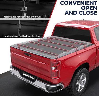 MOSTPLUS Quad FOLD Truck Bed Tonneau Cover Soft Compatible for 1988-2006 Chevy Silverado/GMC Sierra 1500 2500 3500 HD (Incl. 2007 Classic) | Fleetside 6.5 FT On Top