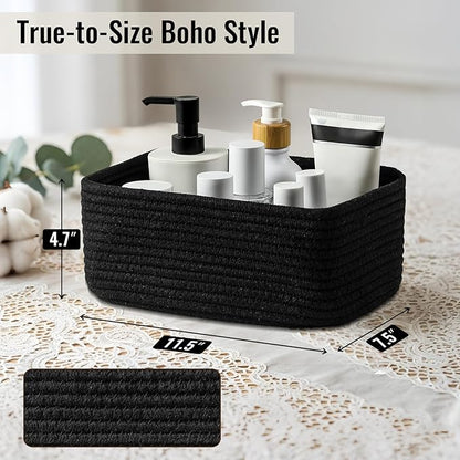 8 Pack Small Storage Baskets for Organizing, Woven Rope Bins for Bathroom