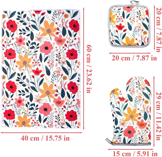 6 Pcs Kitchen Stuff Accessories, Kitchen Oven Mitts and Pot Holders Sets