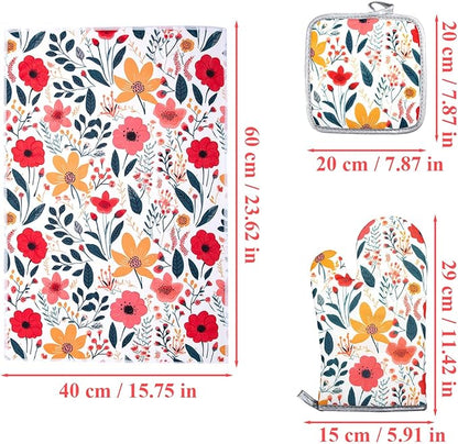 6 Pcs Kitchen Stuff Accessories, Kitchen Oven Mitts and Pot Holders Sets