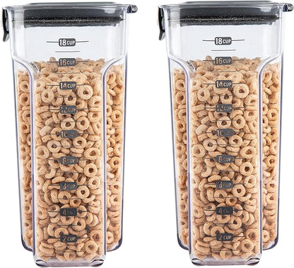 Progressive International ProKeeper+ Clear Plastic Airtight Food Baker's Kitchen Storage Organization Container Canister Set with Magnetic Accessories, 2- Piece Set (Cereal 4.5-Quart)