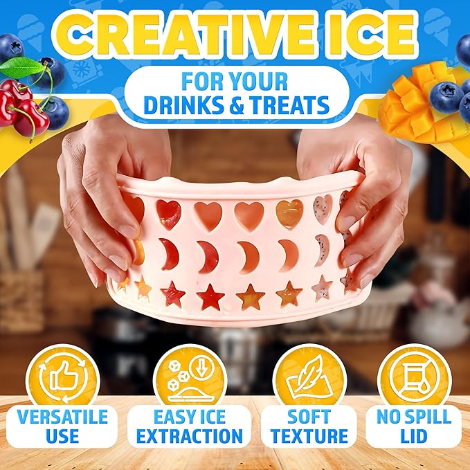Mini Star Ice Cube Tray with Lid – Stars, Moons & Hearts that Just Pop Right