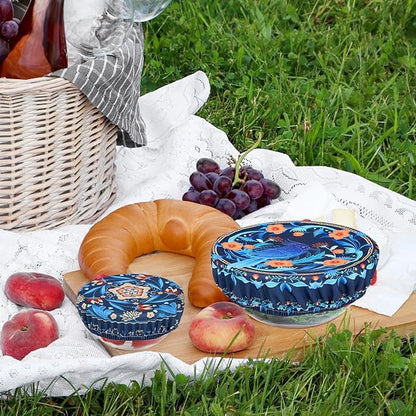 5 Pieces Bowl Covers Reusable, 5 Size Elastic Cloth Bowl Covers