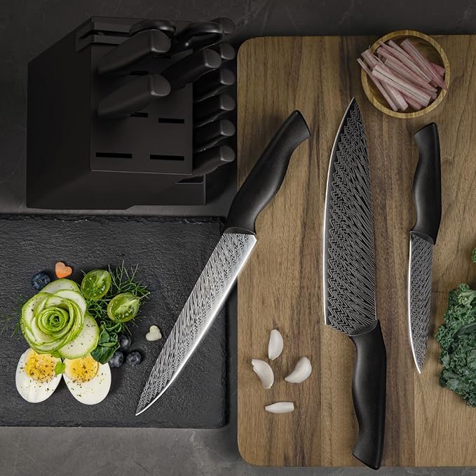 Knife Set, Amorston 15 Pieces Kitchen Knife Set