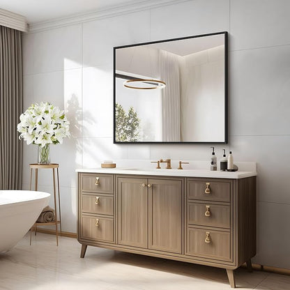 Black Bathroom Mirror for Wall, 30x30 Inch Rectangle Mirrors