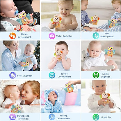 BLOOBLOOMAX Sock rattles for Babies 0-24 Months Baby Animal Foot Finder Educational Toys