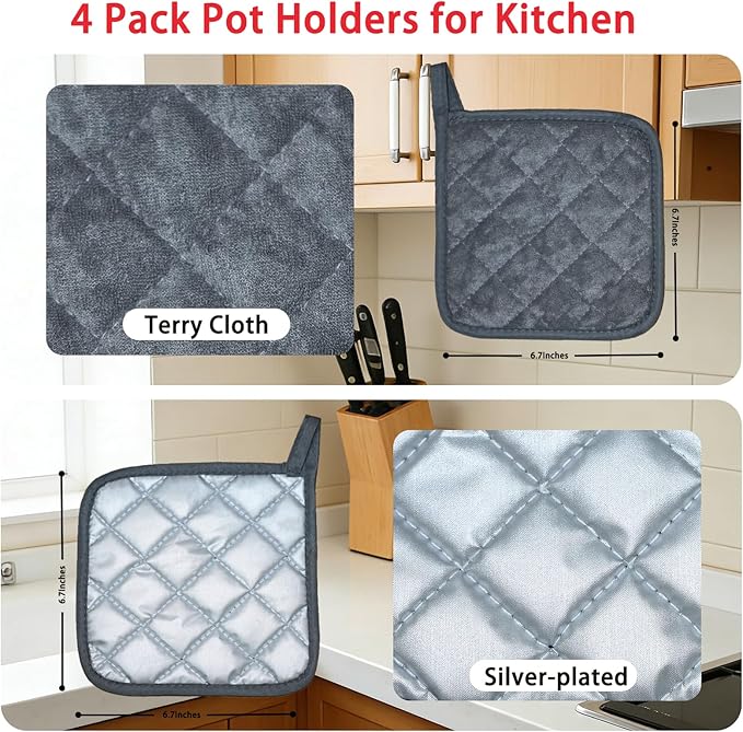 4 Pack Pot Holders for Kitchen Clearance Oven Potholders Sets for Kitchens Hot