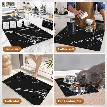 Absorbent Coffee Mat, Hide Stain Rubber Backed Absorbent Dish Drying Mat