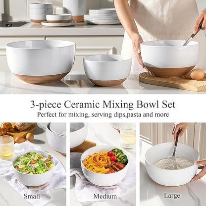 AmorArc Ceramic Mixing Bowls|Nesting Bowls Set of 3