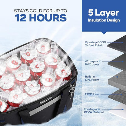 Maelstrom Collapsible Soft Cooler Bag, 24/30/60/75 Cans Beach Cooler, Ice Chest, Leakproof & Portable for Beach, Camping, Road Trips & Grocery Shopping