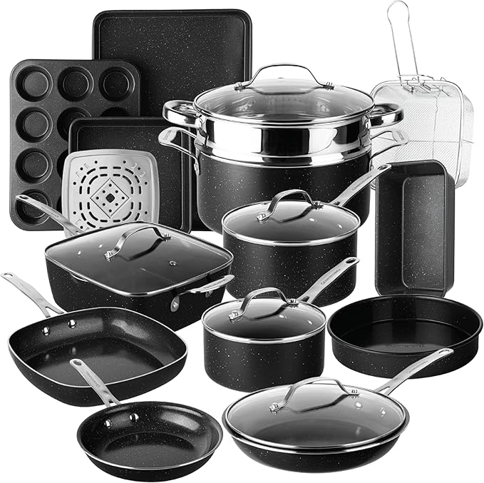 Granitestone Ceraluxe 20 Pc Ceramic Cookware Set Nonstick, Complete Pots and